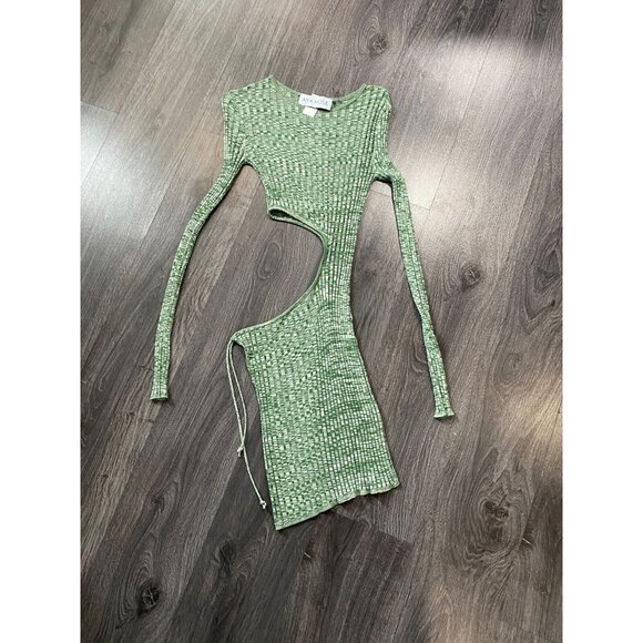 Aya Muse Womens Cut Out Printed Sheath Mini Dress Small Green Viscose Blend - Picture 4 of 7